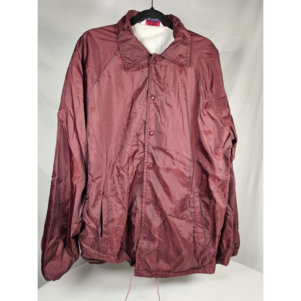 Vintage 80s Jacket Men XLT Maroon Coach Windbreaker Outerwear Raglan Sleeve